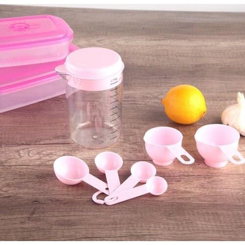 7PCS Measuring Spoons And Cup Set Plastic Stackable Spoons Measuring Cup Baking Tools Tea Coffee Supply Kitchen Utensil