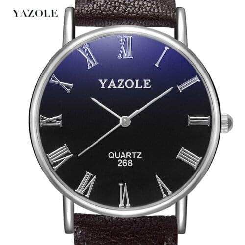 Fancy Blue YAZOLE Men Quartz Watch Light Luxury Casual Man Business Watches Male Watch For Men Chronograph Soft Leather Strap