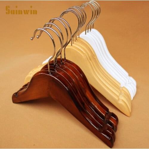 Sainwin 10pcs/lot 32cm Children Wood hangers Wooden Baby Hanger For Clothes Natural Wooden Clothes Pegs Kids Hangers