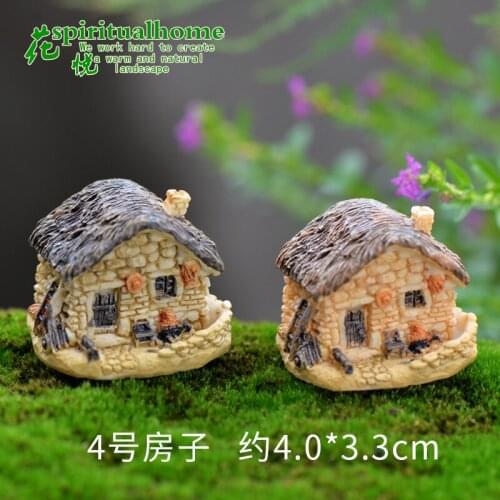 Resin House Miniatures Figurines Garden Decoration Outdoor Accessories Mini Crafts for Home garden Decor