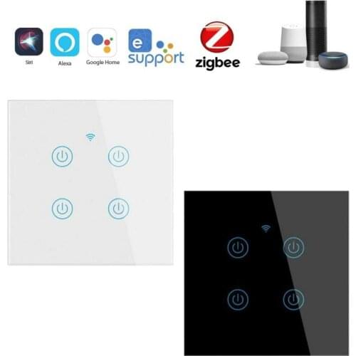 EWelink ZIGBEE interruptor Smart Wall Touch Switch EU 1/2/3/4Gang Smart Home Wall Button Switch For Alexa Google Assistant