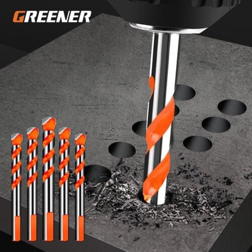 Greener 6 8 10 12mm Multi-functional Glass Drill Bit Triangle Bits Ceramic Tile Concrete Brick Metal Stainless Steel Wood