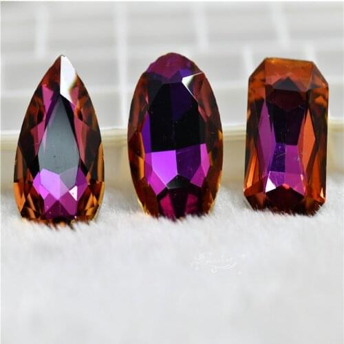 Crystal stones for making crafts decorative to make jewelry beads purple light droplet Rivoli 20x30mm 12mm