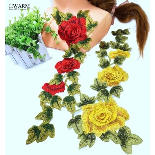 HWARM 20pcs Patch Color Flowers 3D Lace For Craft Fabric DIY Sewing Trim Wedding Clothing Accessories Embroidery Cloth Paste