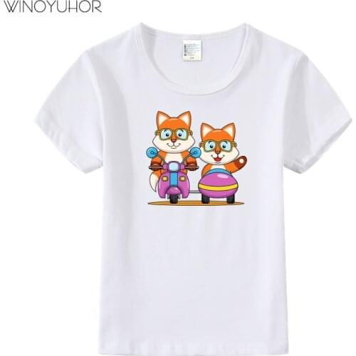 Summer Kids T shirt Animal Fox Cute Cartoon Children T-Shirt Boy Girl Fashion Short Sleeve Clothing O Neck Tee Tops 2021