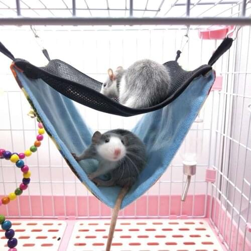 Small Pet Hook Hammock Nest Hamster Double-layer Breathable Mesh Hanging Bed Comfort Cool Bed Rodent Squirrel House Cage