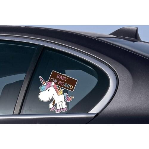 Cartoon Cute Creative Unicorn BABY ON BOARD Sticker Decal for Girls Car Window Laptop Cup Wall Phone Personality Decoration