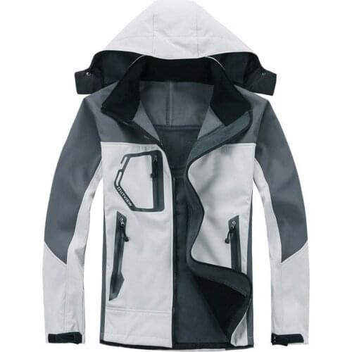 Windproof and waterproof composite single layer soft shell mens fleece jacket