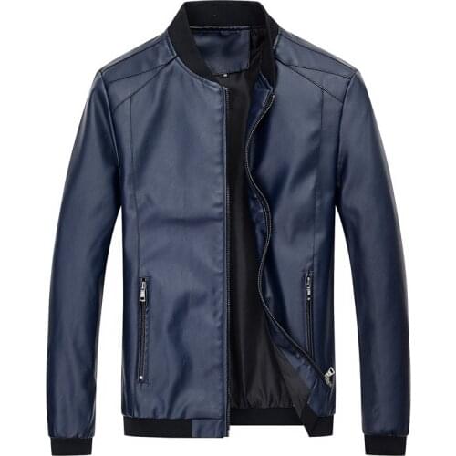 Faux Leather Mens Winter Coats Full Zipper Motorcycle Cold-proof Jackets Tide Pu Contrast Color Clothing for Autumn 4XL