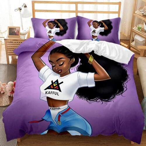 Music Fashion African Girl Three-piece 3D Digital Printing Duvet Cover Bedding Quilt Cover Pillowcase 2/3-piece Set Bedding Set