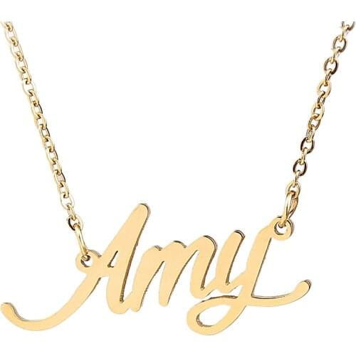 Stainless Steel Engraving Gold English Name Customized Nameplate Necklaces Personalized Jewelry Gifts Necklace Birthday Gift