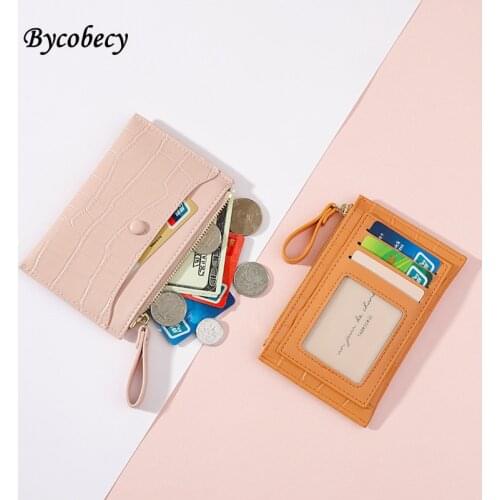 Bycobecy New Ultra Thin Small Wallet Womens Short Card Bag Mini Creative Coin Bag Multi Function Pu Zipper Zero Wallet