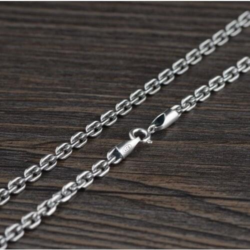 FNJ 4mm Round O Chain Necklaces 925 Silver 70cm 65cm Original S925 Thai Silver Necklace for Jewelry Making Vintage