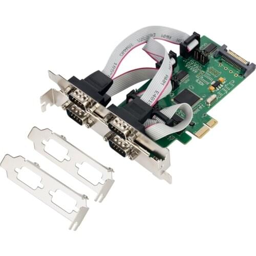 PCI-e 4 ports Serial card PCI express 4 way RS-232 DB9 COM adapter SATA external power supply PCIe low profile bracket