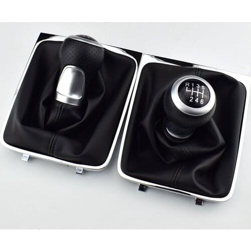 5 6 Speed Gear Head Black Shift Knob Gear Knob Boot Gaiter Frame For Volkswagen VW Passat B6