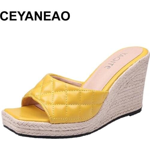 CEYANEAOWomens High Heels Sandal Thick Bottom Casual Shoes Ladies Leisure Summer Wedges Sandals Woman Shoes Women Platform Mules