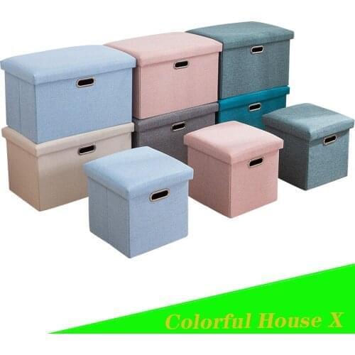 Foldable Large Capacity Storage Box Organizer For Small Things Organizer Clothes Cotton And Linen Take In Stool Strong Bearing