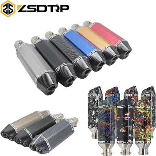 ZSDTRP Universal 38-51mm Graffiti Escape Exhaust Pipe Muffler Silencer for Motorcycle Scooter Dirt Bike