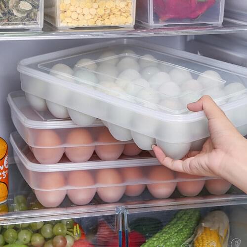 Egg Storage Box Egg Tray Case Containers Kitchen Refrigerator 34 Grids Eggs Plastic Dispenser Airtight Fresh Preservation Holder