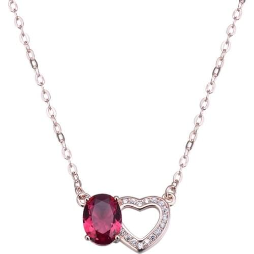 YJAX002291 New Fashion Womens Pendant Necklace Heart Zircon Temperament 925 Sterling Silver Jewelry