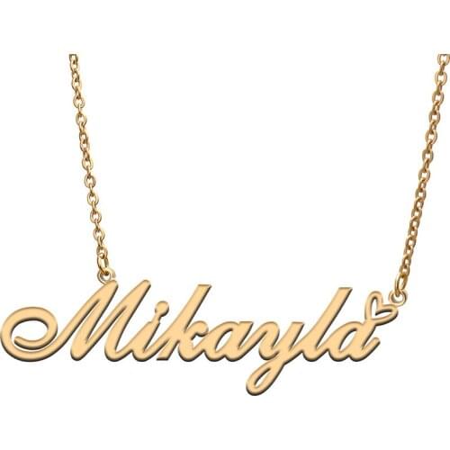 Love Heart Mikayla Name Necklace for Women Stainless Steel Gold & Silver Nameplate Pendant Femme Mother Child Girls Gift