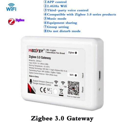 Zigbee 3.0 Gateway Dimmer Smart Life APP Wireless Remote USB LED Controller DC 5V Works with 2.4G Wifi third-party Voice MiBoxer