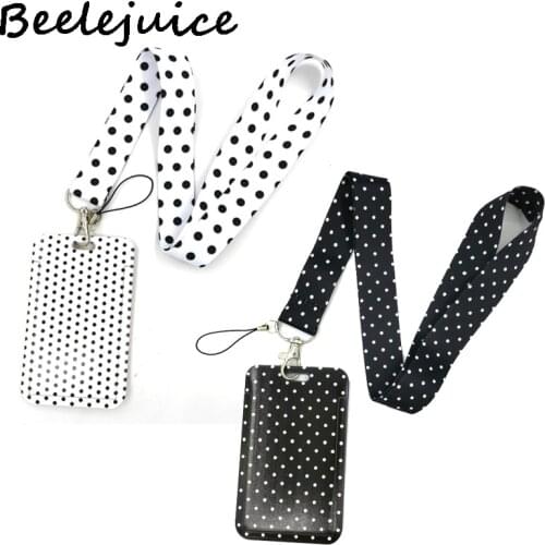 12sets Black White Wave Point Neck Strap Lanyard for keys lanyard card ID Holder Jewelry Decorations Key Chain for Accessories