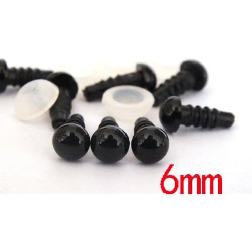 200pcs/lot 6mm Stuffed Toy Eyes Black Plastic Safety Eyes For Teddy Bear Doll Animal Crafts
