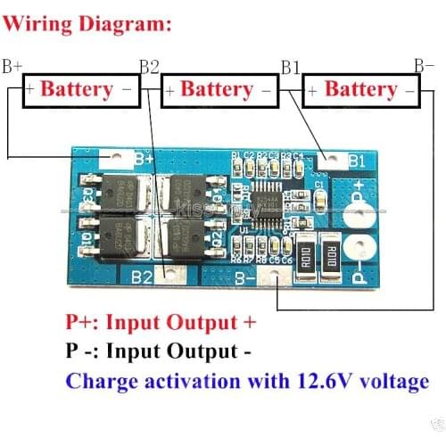 3S 10A 11.1v 12.6v 3 Pack 18650 Li-ion Lithium Battery Cell BMS Protection Board