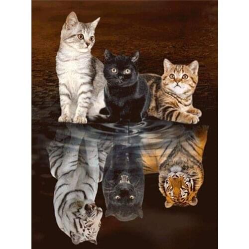 5d diamond painting tiger cat square full circle diamond embroidery cat diamond mosaic animal rhinestone image