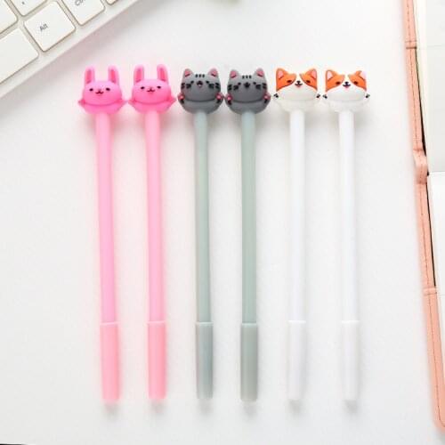 60Pcs New Cartoon animal cat pet student gel pen kawaii stationery writing pens canetas material escolar office school supplies