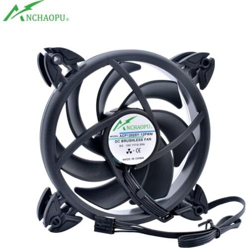 ACP12025Y-12PWM 120mm fan 120x120x25mm DC12V 0.25A 4 lines pwm speed control LED color light cooling fan for chassis CPU