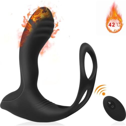 Heating Anal Vibrator Sex Toy For Men Prostata Massager 10 Frequency Vibrating Ring Wireless Remote Control G-spot Stimulator