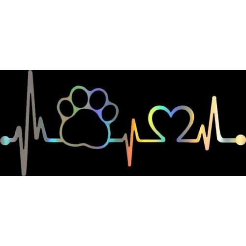 Car Sticker 3D 17.8*7.7cm Paw Heartbeat Lifeline Sticker On Car Funny Stickers and Decals Vinyl Car Styling For Ford Audi BMW