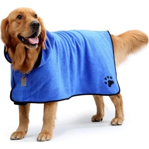 Dog Bathrobe Soft Super Absorbent Luxurious 100% Microfiber Dog Drying Towel Robe with Hood Cats and Dogs BathrobesTowel for Dog