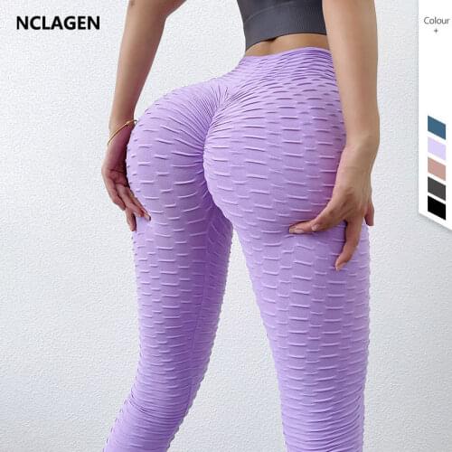 NCLAGEN Seamless Leggings Jacquard High Waist Yoga Pants Squat Proof Booty Scrunch Tights Peach Hip Elastic GYM Fitness Bottoms