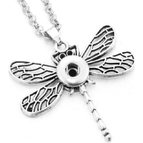 BOBOSGIRL 12mm snap button jewelry dragonfly pendant Necklace NE128