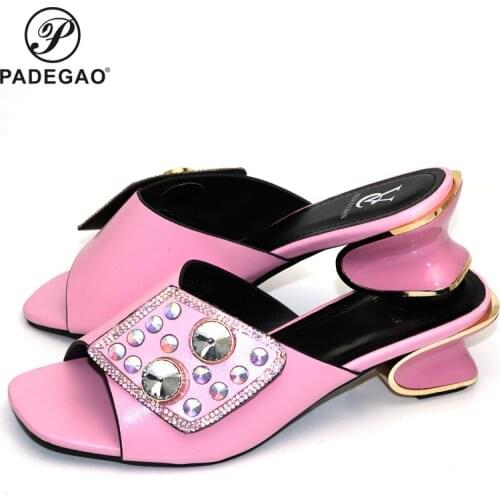 New Arrival Woman Sandals 2019 Summer African Shoes Decorated with Rhinestone Elegant Party Pumps Slip on Shoes for Women