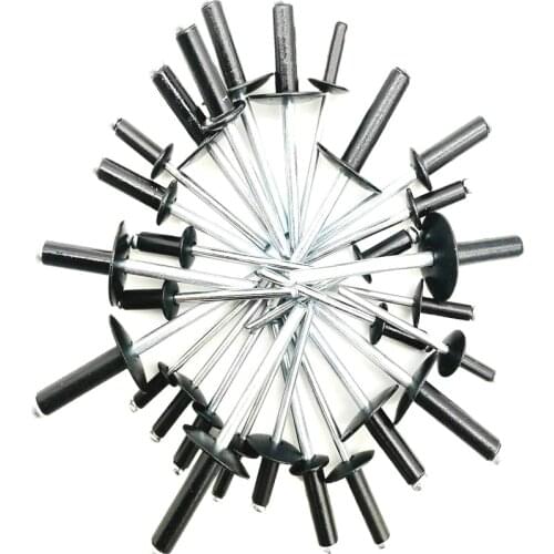 100PCS M2.4 /M3.2/M4/M5 black Aluminium Blind Round Head Rivets Nail Decoration Pop Rivets