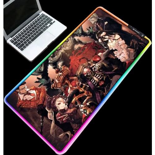 RGB Mousepad Backlight Hot Anime Overlord Anti-slip Durable Waterproof Softy Mice Pad for Home Gamer Desk Pad Thickness 3/4mm