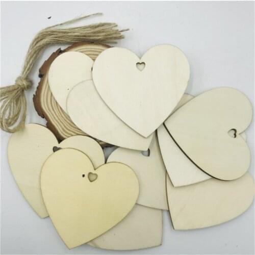 Julie Wang 10PCS 80mm Wood Heart Shape Charms Blank Perforated Wooden Slices Pendant Jewelry Making Accessory Decor