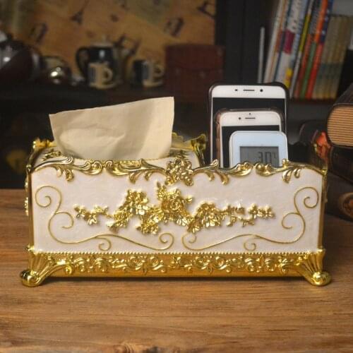 European Style Multifunctional Tissue Box Living Room with Remote Control Mobile Phone To Store Household Creative Decorations