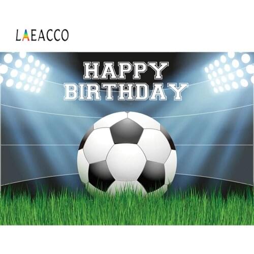 Soccer Football Backdrops For Photography Stadium Green Grass Match Spotlight Birthday Poster Baby Photo Background Photo Studio