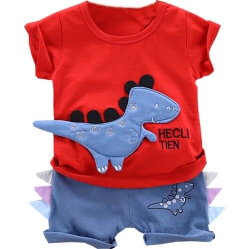 Dinosaur Baby Boys Clothes Short Sleeve Print T-shirt+Cartoon Shorts Children Casual Outfits Kids Clothes Sets 12