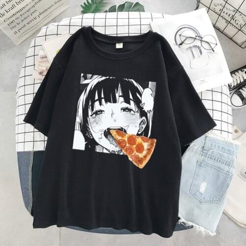 Pizza lover Printed woman tshirts Ladies Casual O-Neck Tee Tops Short Sleeve Anime Streetwear Summer Floral Size Pullover tshirt