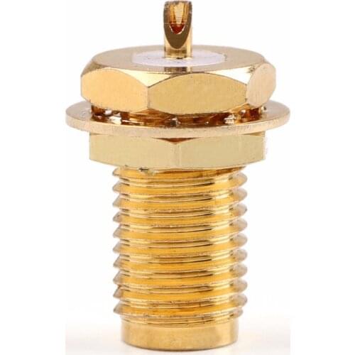Areyourshop RP.SMA Female Plug Bulkhead Solder Panel Mount Straight 10Pcs Connector 50ohm Brass Plug Jack
