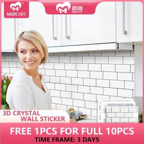 MORCART 12-Sheet Peel and Stick Tiles Backsplash Self Adhesive Tile Stickers White Wallpaper for Kitchen Bathroom Room