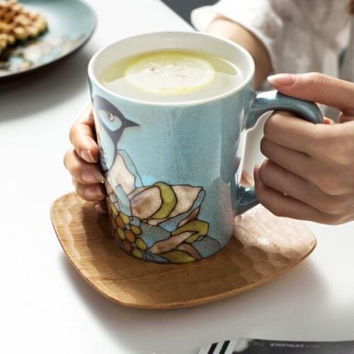 Hand-Painted Large-Capacity Creative Coffee Cup Mug Ceramic Cup Personality Couple Home Water Breakfast Milk Drinkware Kitchen