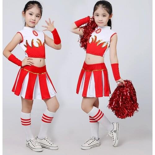 2Pcs Children Cosplay Costumes for Girl Cheerleader Costume School Girls Carnival Party Kid Cheerleading Uniforms Sleeveless
