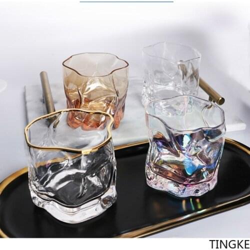Creative Twisted Shape Glass Wine Cocktail Glass Whiskey Short Glass Japanese Bar Personalized Whiskey Beer Glass